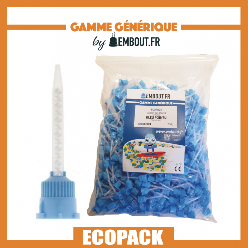 Embout mélangeur bleu pointu - ECO PACK EMBOUT.FR - 750u
