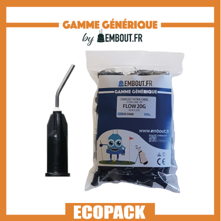 Embout flow noir 18G - ECO PACK EMBOUT.FR - 300u