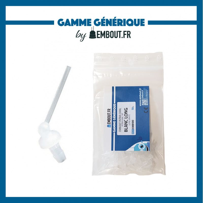 Embout intra oral blanc long  - EMBOUT.FR - 100u