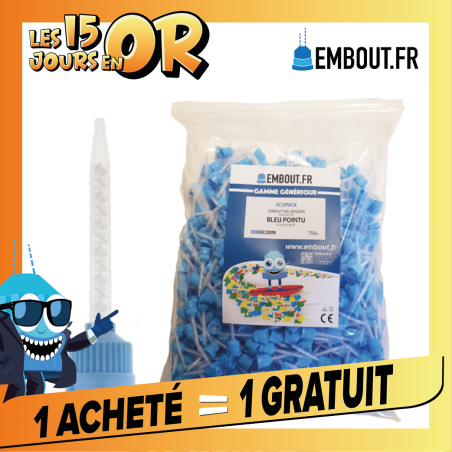 Embout mélangeur bleu pointu - ECO PACK EMBOUT.FR - 750u