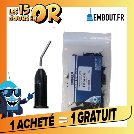 Embout flow noir 20G - EMBOUT.FR - 50u