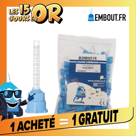 Embout mélangeur bleu droit - EMBOUT.FR - 100u