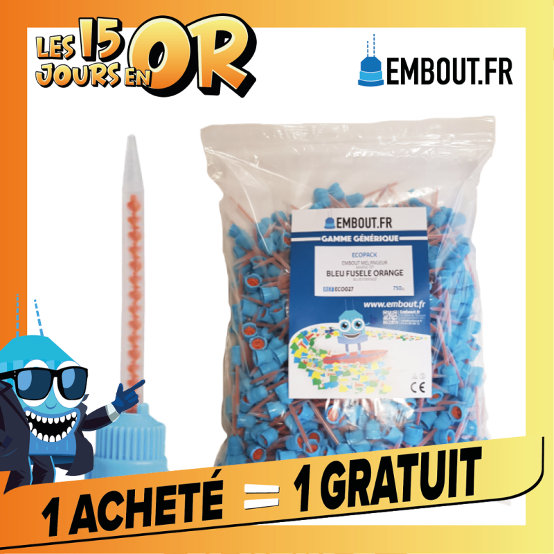 Embout mélangeur bleu/orange pointu - ECO PACK EMBOUT.FR - 750u