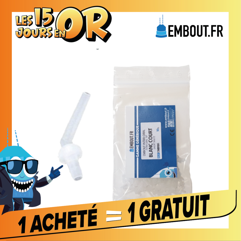 Embout intra oral blanc court  - EMBOUT.FR - 100u