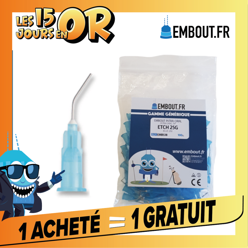 Embout bleu Etch 25G - EMBOUT.FR - 100u