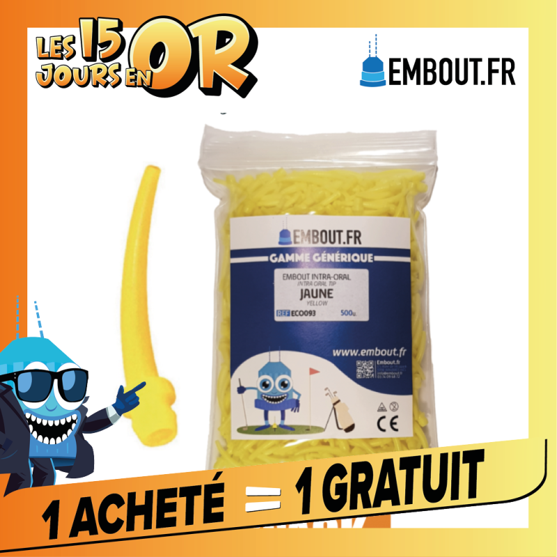 Embout intra-oral jaune - ECO PACK EMBOUT.FR - 500u