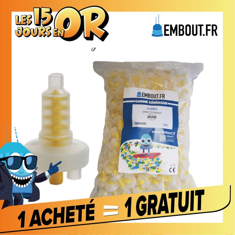 Embout mélangeur dynamique jaune - ECO PACK - EMBOUT.FR - 300u